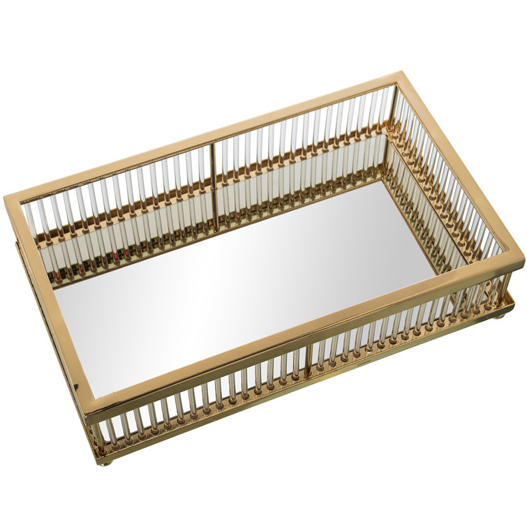 Ivy Bronx Gold Metal Transparent Crystal Tray Wayfair.co.uk